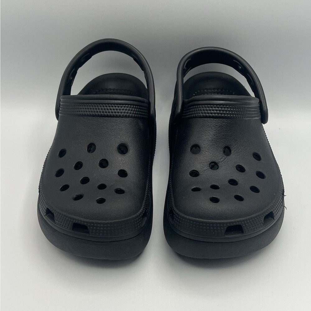 Crocs Crush Clogs Platform Wedge Black Slip On Slides - Kids Size 13 USED - Picture 3 of 8